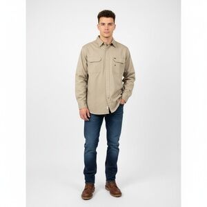 Vintage 90s Dockers Authentics Khaki Shirt NWT Men’s L Work & Leisure Cotton 96